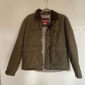 Wrangler Green Canvas Sherpa Lined Jacket